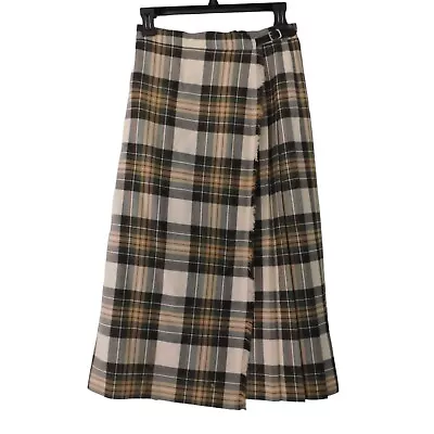 Vintage Clan Laird Scotland Wool Wrap Skirt Plaid Size 10 US 4 Midi Kilt • $32.39