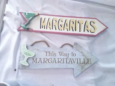 2 Used Wooden Arrow Signs Margaritas Margaritaville • $21.99