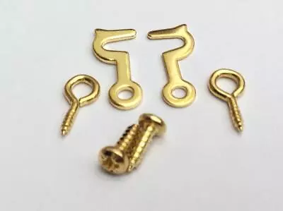 Side Hook And Eye Pair 19mm Or 27mm Clip Hook Clasp Door Catch Cabinet Brassed • £3.65