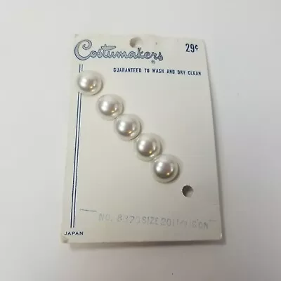 Vintage Costumakers Shank Buttons New Old Stock Faux Pearl On Card Rounded • $9.99