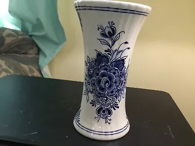 Delft Holland Hand Painted Vase 7 1/4” Tall • $20