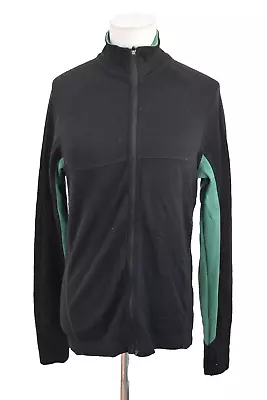 Ibex 100% Merino Wool Zip Up Jacket Men's Size Small Black Green Made In USA • $53.95