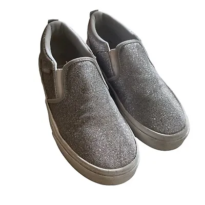 VANS Women's Size US 4 Missy Slip-On Silver Sparkle Low Top Shoes Sneakers EUC • $17