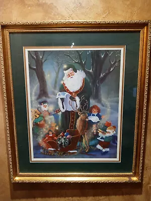 RARE Large D Morgan Santa Clause Raggedy Ann Christmas Signed Framed Print • $175