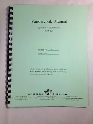 Vandercook #4 Proof Press Operating Instructions And Parts Manual • $24.95