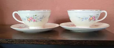 Vintage 1945 Homer Laughlin Eggshell Georgian Tea Coffee Cup Saucer Set Of (2) • $14.95