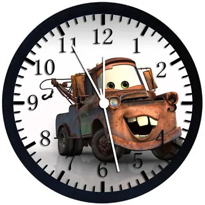 Disney Cars Mater Black Frame Wall Clock Nice For Decor Or Gifts W130 • $19.95