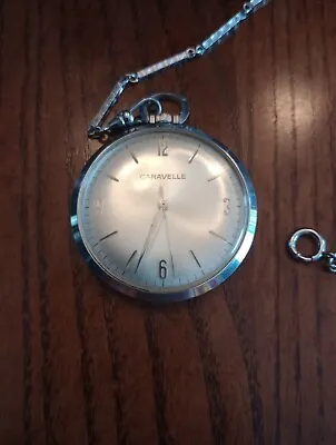Vintage Bulova Caravelle Pocket Watch And Chain • $50