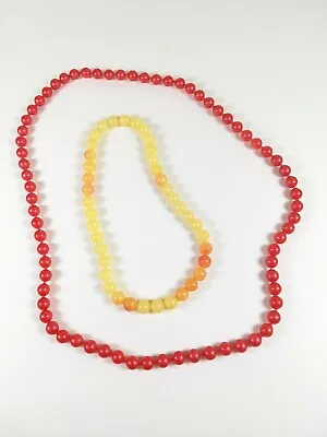 Vintage Pop Bead Necklaces Red Yellow Plastic Pop It Pop Snap Beads 38  20  • $30