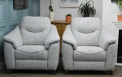 G Plan Jackson Pair Of Electric Armchairs In Dali Cloud Fabric. Rrp £2818. • £1499