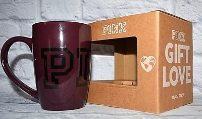 VICTORIA'S SECRET PINK CERAMIC COFFEE TEA LATTE MUG CUP 16.9oz PURPLE  WINE RUBY • $14.99