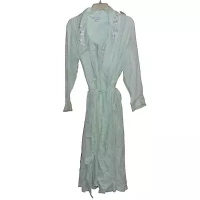 Vintage NWT Miss Elaine Long Nightgown And Robe Set Green Embossed Fabric Sz S • $44.94