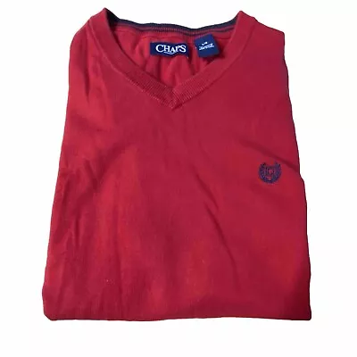 Chaps Sweater Vest Mens Large Red Knit V-Neck Sleeveless Golf Casual Office • $11.44