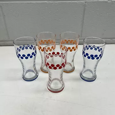 VINTAGE RETRO Original Lot 5 Glass Glasses Drink Bar Cafe Italy Colourful • $9.99