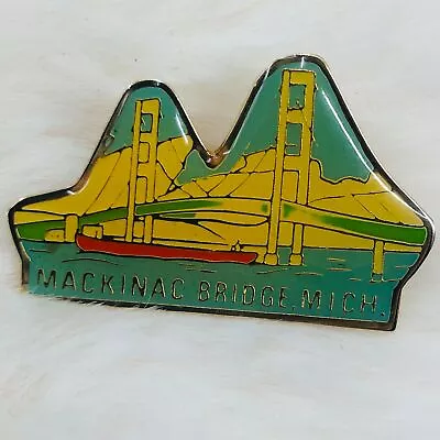 Vtg Mackinac Bridge Michigan Souvenir Enamel Lapel Brooch Pin • $12.99
