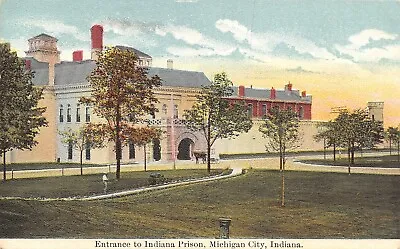 Michigan City IN~Indiana State Prison~Horse & Buggy @ Entrance~1910 Postcard • $10.50