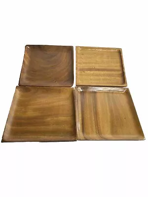 Vintage Monkey Pod Wooden Plates Serving Trays Charcuterie Boards Set Of 4 • $24.99