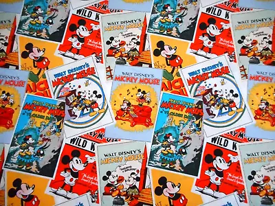 Disney Fabric By Half-Yard Classic Mickey Mouse Posters Comics Premium Cotton #B • $5.25