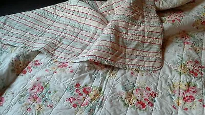 200cmx200cm Double Cath Kidston Reversable Rose/Stripe Quilt Bedspread - VGC • £145