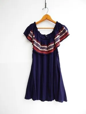 THML ~ Soft Embroidered Rayon Mexican Off The Shoulder Peasant Dress ~ S • $19