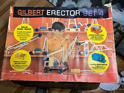 VTG Gilbert Erector Set 4 10354 Toy Original Box & Instructions Motor & Hoist • $39.92