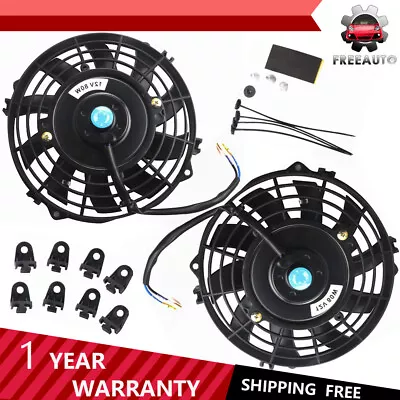 Pair 7inch Universal Electric Radiator Slim Cooling Fan Push&Pull With 10 Blades • $33.89