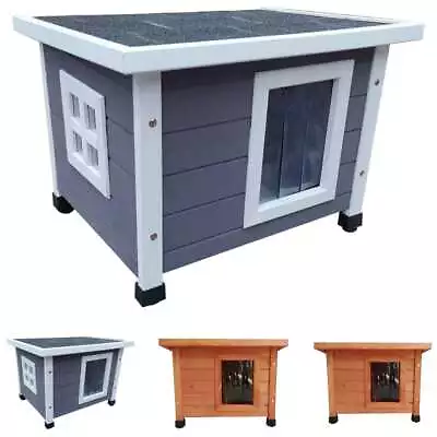 @Pet Outdoor Cat House Wood D171 Pet Kennel Shelter Kitten Cabin Pet House VidaX • £51.99