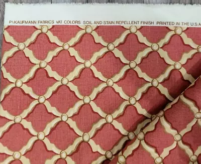 P Kaufmann Scallop Trellis Light Burgundy Tan Upholstery Fabric 4yds • $29.99