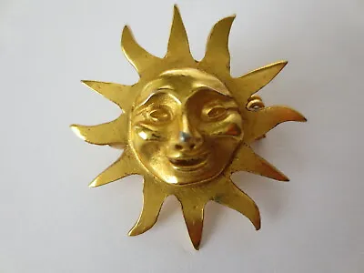 $9.97 • Buy Alva Studios Smiling Sun Gold Plated Pin/Brooch ~ GOOD Condition.