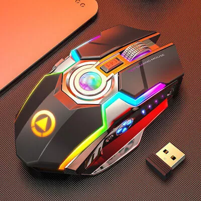 $31.75 • Buy Wireless Gaming Mouse Rechargeable Ergonomic RGB Backlit For Laptop Computer