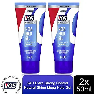 2 Pack VO5 Mega Hold 24hr Extra Control Travel-Friendly Styling Gel 50ml • £5.99