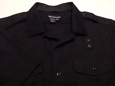 5.11 Tactical Mens XL Shirt Short Sleeve Button-Front Solid Black Covert • $19.50
