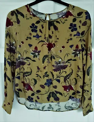 £2.99 • Buy A Laura Ashley Green / Mustard Top With Multicoloured Floral Pattern Size 8