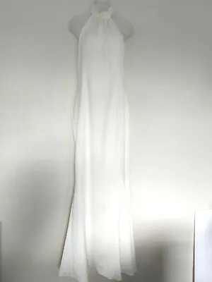 Lipsy Long Maxi Dress Size 12 Ivory Fishtail Prom Bridal Occasion Wedding • £70