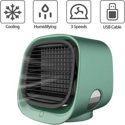 $23.89 • Buy Mini Portable USB Air Conditioner Air Cooler LED Personal Desk Cooling Fan Green