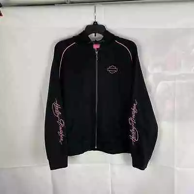 Vintage Harley Davidson Black Pink Embroidered Full-Zip XXL Hoodie 99171-10VW  • $34.99
