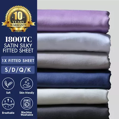 $13.79 • Buy 1800TC Silk Satin Bottom/Fitted Sheet Single/KS/Double/Queen/Super King Size Hot