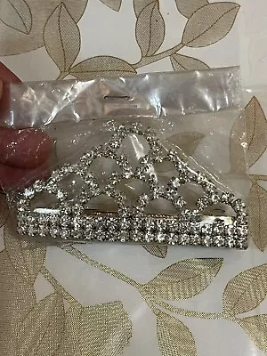 Vintage Rhinestone Tiara Crown Princess Wedding Barrette • $19