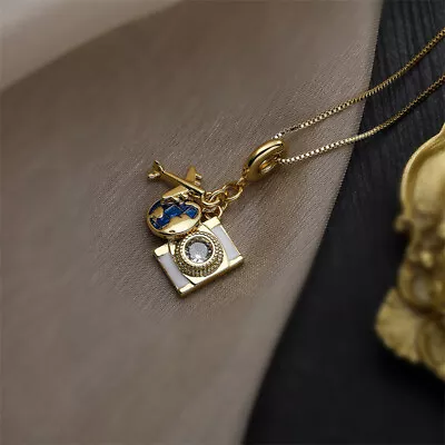 Camera Passport Pendant Necklaces Expoxy Oil Dripping Plane Camera Necklac: • £7.57