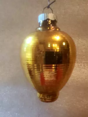 Vintage Silvered Glass GOLD CHINESE LANTERN Christmas Ornament Shiny Brite • $16