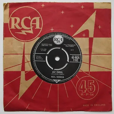 Neil Sedaka - 7  Single - Oh Carol - RCA 45-RCA 1152 Company Sleeve 1959  VG • £3.75