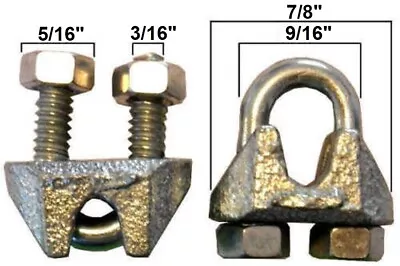 Cable Clamps U-Bolts Galvanized Clamps Steel Aircraft Cable Wire Clips U Bolts • $10.59