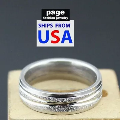 Unique Design Brushed Finish Stainless Steel Rings Comfort Fit Size 7 - 10.5 • $3.99