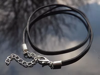 Black Leather Cord Necklace / Bracelet With Extension Chain Jewellery Making • £2.99