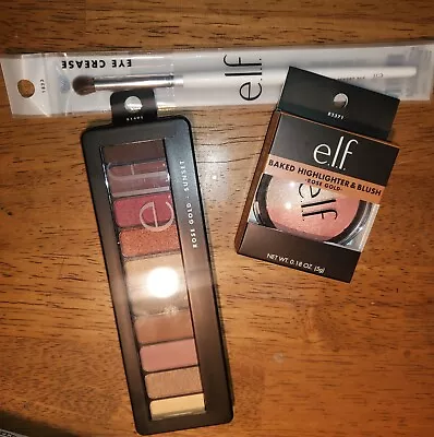 ELF Eyeshadow Palette 81495 Rose Gold Blush 83371 & Free Eye Crease Brush • $16.99