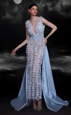 Mnm Couture Applique Train Gown Size 12 • $1500