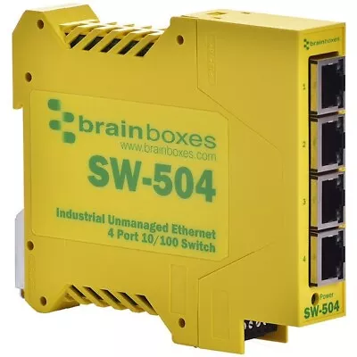 Brainboxes SW-504 Industrial Ethernet 4 Port Switch DIN Rail Mountable • $73.60