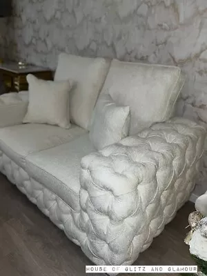 Love Cream Chesterfield Sofa Set 2 Seater & Chair Tufted Display Set • £1095