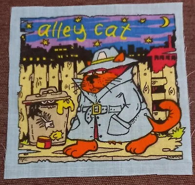 Rare Vintage Funky CAT Fabric Panel - ALLEY CAT (15cm X 15cm) • $6.42