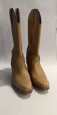 Womens Frye Cowboy Boots Size 8 Tan Gently Worn • $86